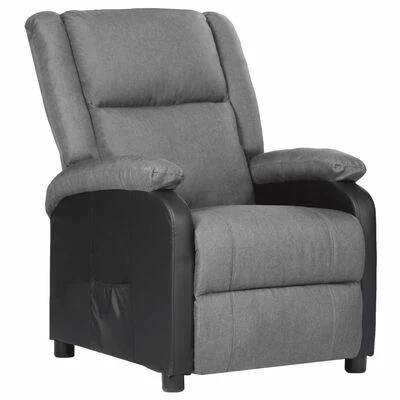 VidaXL Fauteuil inclinable TV Gris clair Similicuir et tissu 3 VidaXL Fauteuil inclinable TV Gris clair Similicuir et tissu