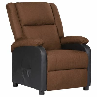 VidaXL Fauteuil inclinable TV Marron Similicuir et tissu 3 VidaXL Fauteuil inclinable TV Marron Similicuir et tissu