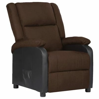 VidaXL Fauteuil inclinable TV Marron foncé Similicuir et tissu 3 VidaXL Fauteuil inclinable TV Marron foncé Similicuir et tissu