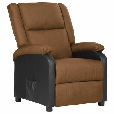 VidaXL Fauteuil inclinable TV Taupe Similicuir et tissu 3 VidaXL Fauteuil inclinable TV Taupe Similicuir et tissu