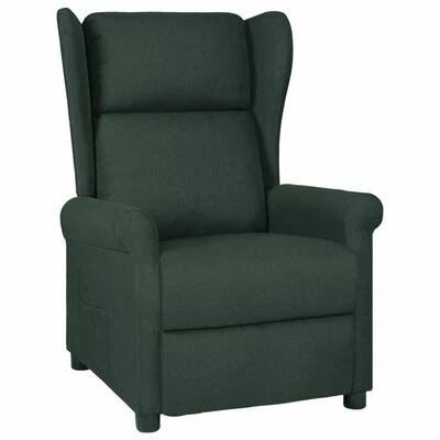 VidaXL Fauteuil inclinable Vert foncé Tissu 3 VidaXL Fauteuil inclinable Vert foncé Tissu