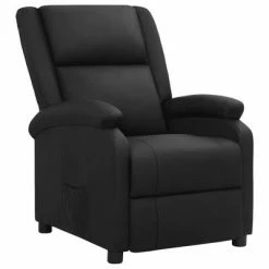 VidaXL Fauteuil inclinable Noir Cuir véritable