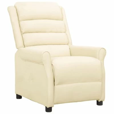 VidaXL Fauteuil inclinable Crème Similicuir 3 VidaXL Fauteuil inclinable Crème Similicuir