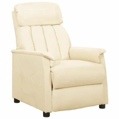 VidaXL Fauteuil inclinable Crème Similicuir 3 VidaXL Fauteuil inclinable Crème Similicuir