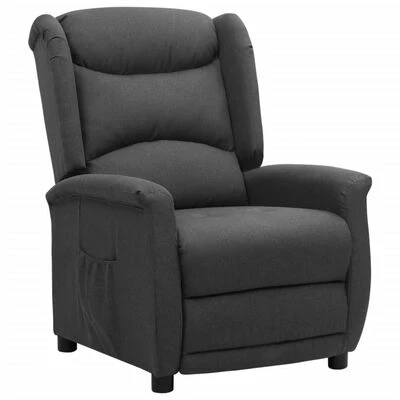 VidaXL Fauteuil inclinable Gris foncé Tissu 3 VidaXL Fauteuil inclinable Gris foncé Tissu