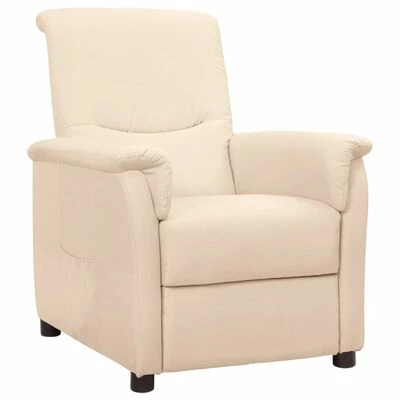 VidaXL Fauteuil inclinable Crème Tissu 3 VidaXL Fauteuil inclinable Crème Tissu