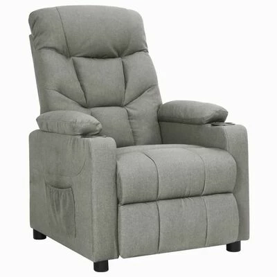 VidaXL Fauteuil inclinable Gris clair Tissu 3 VidaXL Fauteuil inclinable Gris clair Tissu