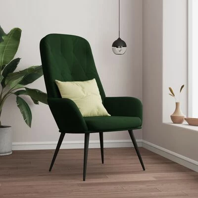 VidaXL Chaise de relaxation Vert foncé Velours 4 VidaXL Chaise de relaxation Vert foncé Velours – Image 2