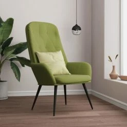 VidaXL Chaise de relaxation Vert clair Velours -Fauteuils Soldes image 1 341197