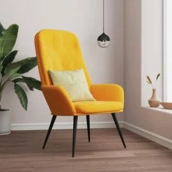 VidaXL Chaise de relaxation Jaune moutarde Velours -Fauteuils Soldes image 1 341201