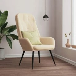 VidaXL Chaise de relaxation Blanc crème Velours -Fauteuils Soldes image 1 341203