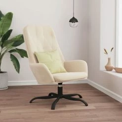 VidaXL Chaise de relaxation Blanc crème Velours -Fauteuils Soldes image 1 341214