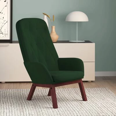VidaXL Chaise de relaxation Vert foncé Velours 4 VidaXL Chaise de relaxation Vert foncé Velours – Image 2