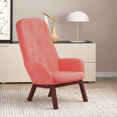 VidaXL Chaise de relaxation Rose Velours 4 VidaXL Chaise de relaxation Rose Velours – Image 2