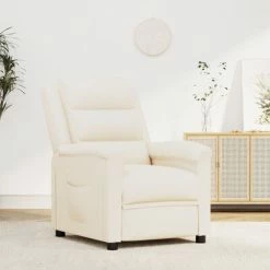 VidaXL Fauteuil inclinable Crème Similicuir -Fauteuils Soldes image 1 342364