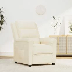 VidaXL Fauteuil inclinable Crème Velours -Fauteuils Soldes image 1 342386