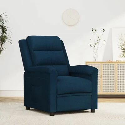 VidaXL Fauteuil inclinable Bleu Velours 4 VidaXL Fauteuil inclinable Bleu Velours – Image 2