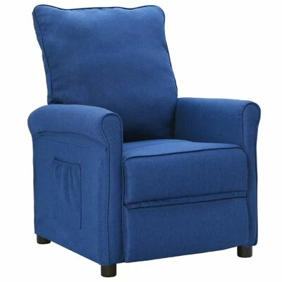VidaXL Fauteuil inclinable Bleu Tissu 3 VidaXL Fauteuil inclinable Bleu Tissu