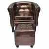 VidaXL Fauteuil avec repose-pied Marron Similicuir