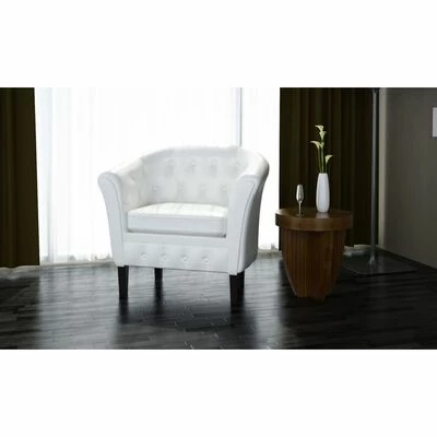 VidaXL Fauteuil Blanc Similicuir 4 VidaXL Fauteuil Blanc Similicuir â Image 2