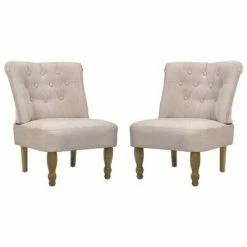 VidaXL Chaises en style français 2 pcs Crème Tissu
