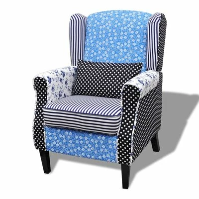 VidaXL Fauteuil avec design de patchwork Tissu 3 VidaXL Fauteuil avec design de patchwork Tissu