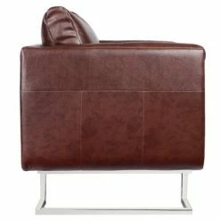 VidaXL Fauteuil cube avec pieds chromés Marron Similicuir -Fauteuils Soldes image 2 240896
