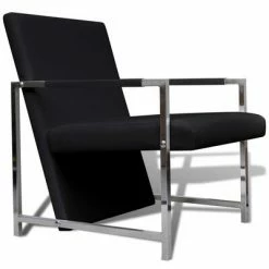 VidaXL Fauteuil avec pieds chromés Noir Similicuir