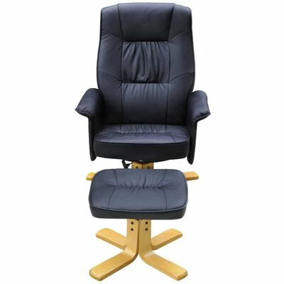 VidaXL Fauteuil avec repose-pied Noir Similicuir 4 VidaXL Fauteuil avec repose-pied Noir Similicuir – Image 2