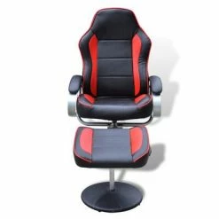 VidaXL Fauteuil avec repose-pied Noir/Rouge Similicuir -Fauteuils Soldes image 2 241037