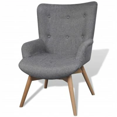 VidaXL Fauteuil avec repose-pied Gris Tissu 4 VidaXL Fauteuil avec repose-pied Gris Tissu – Image 2
