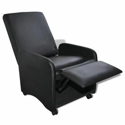VidaXL Fauteuil pliable Noir Similicuir 4 VidaXL Fauteuil pliable Noir Similicuir – Image 2