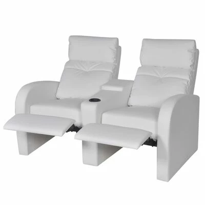 VidaXL Fauteuil inclinable à 2 places Cuir synthétique Blanc 4 VidaXL Fauteuil inclinable à 2 places Cuir synthétique Blanc – Image 2
