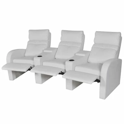 VidaXL Fauteuil inclinable à 3 places Cuir synthétique Blanc 4 VidaXL Fauteuil inclinable à 3 places Cuir synthétique Blanc – Image 2
