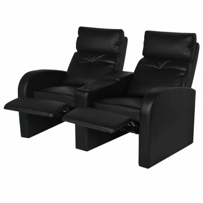VidaXL Fauteuil inclinable à 2 places Cuir synthétique Noir 4 VidaXL Fauteuil inclinable à 2 places Cuir synthétique Noir – Image 2