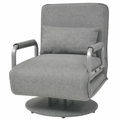 VidaXL Fauteuil pivotant et canapé-lit Gris clair Tissu 4 VidaXL Fauteuil pivotant et canapé-lit Gris clair Tissu – Image 2
