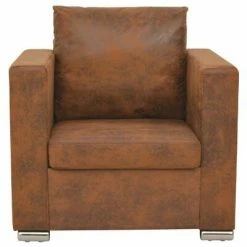 VidaXL Fauteuil Marron Similicuir daim -Fauteuils Soldes image 2 244701