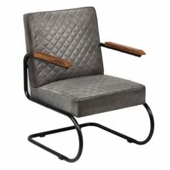 VidaXL Fauteuil Gris Cuir véritable -Fauteuils Soldes image 2 245181