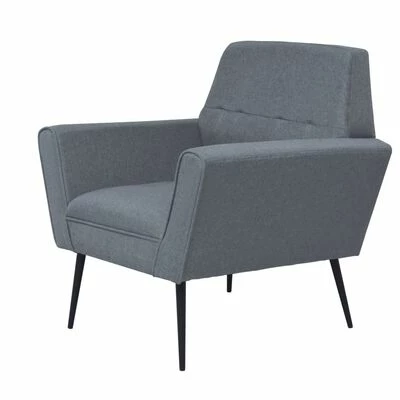 VidaXL Fauteuil Gris clair Acier et tissu 4 VidaXL Fauteuil Gris clair Acier et tissu – Image 2