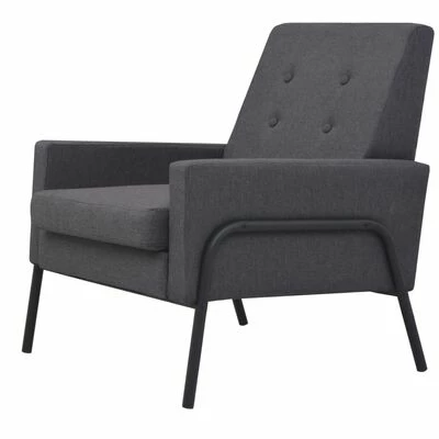 VidaXL Fauteuil Gris foncé Acier et tissu 4 VidaXL Fauteuil Gris foncé Acier et tissu – Image 2