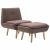 VidaXL Fauteuil sans accoudoirs avec repose-pied Marron Tissu