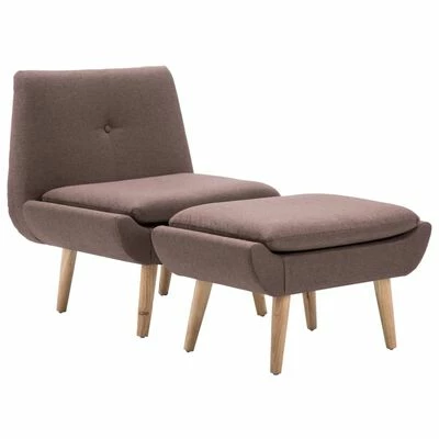 VidaXL Fauteuil sans accoudoirs avec repose-pied Marron Tissu 3 VidaXL Fauteuil sans accoudoirs avec repose-pied Marron Tissu