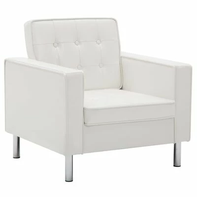 VidaXL Fauteuil Blanc Similicuir 3 VidaXL Fauteuil Blanc Similicuir