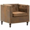 VidaXL Fauteuil Marron Aspect de daim Tissu