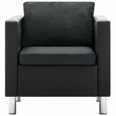 VidaXL Fauteuil Noir et gris foncé Similicuir 4 VidaXL Fauteuil Noir et gris foncé Similicuir – Image 2