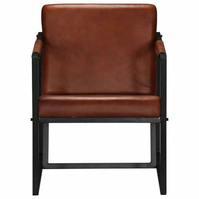 VidaXL Fauteuil Marron Cuir véritable 4 VidaXL Fauteuil Marron Cuir véritable – Image 2
