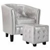 VidaXL Fauteuil avec repose-pied Argenté Similicuir -Fauteuils Soldes image 2 248020