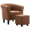 VidaXL Fauteuil et tabouret Marron Tissu -Fauteuils Soldes image 2 248033