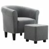 VidaXL Fauteuil et tabouret Gris clair Tissu