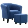 VidaXL Fauteuil et tabouret Bleu Tissu -Fauteuils Soldes image 2 248036